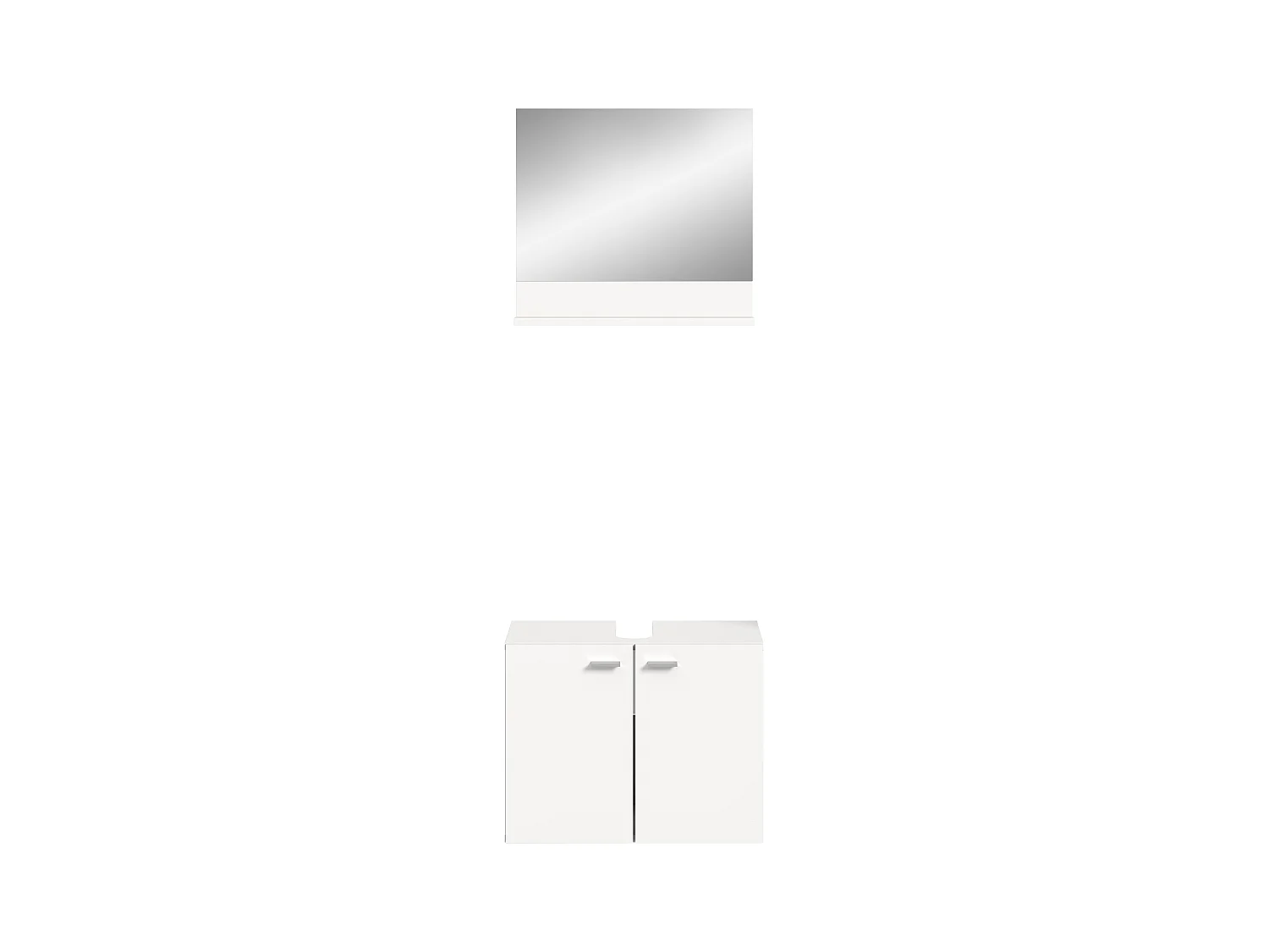 Tambo - Meuble sous lavabo et miroir (L/H/P : 57x44x33 cm) en mélaminé blanc, vasque non incluse