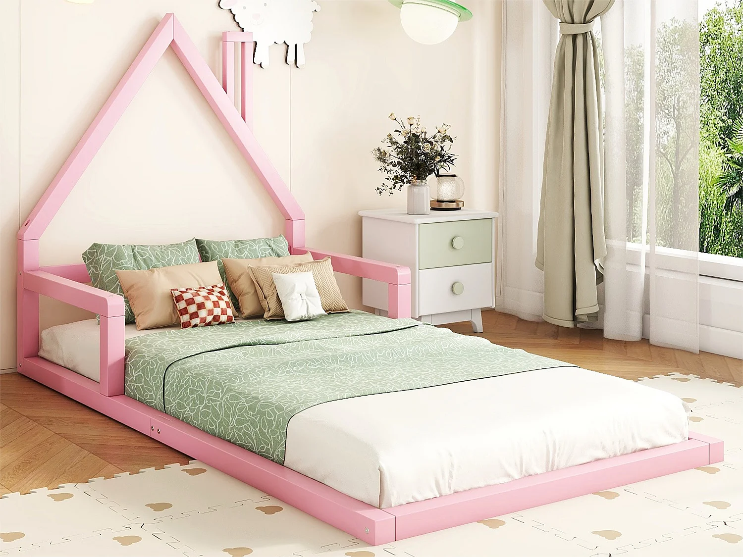 Cama infantil 90x200 cm - madera maciza de pino - Rosa