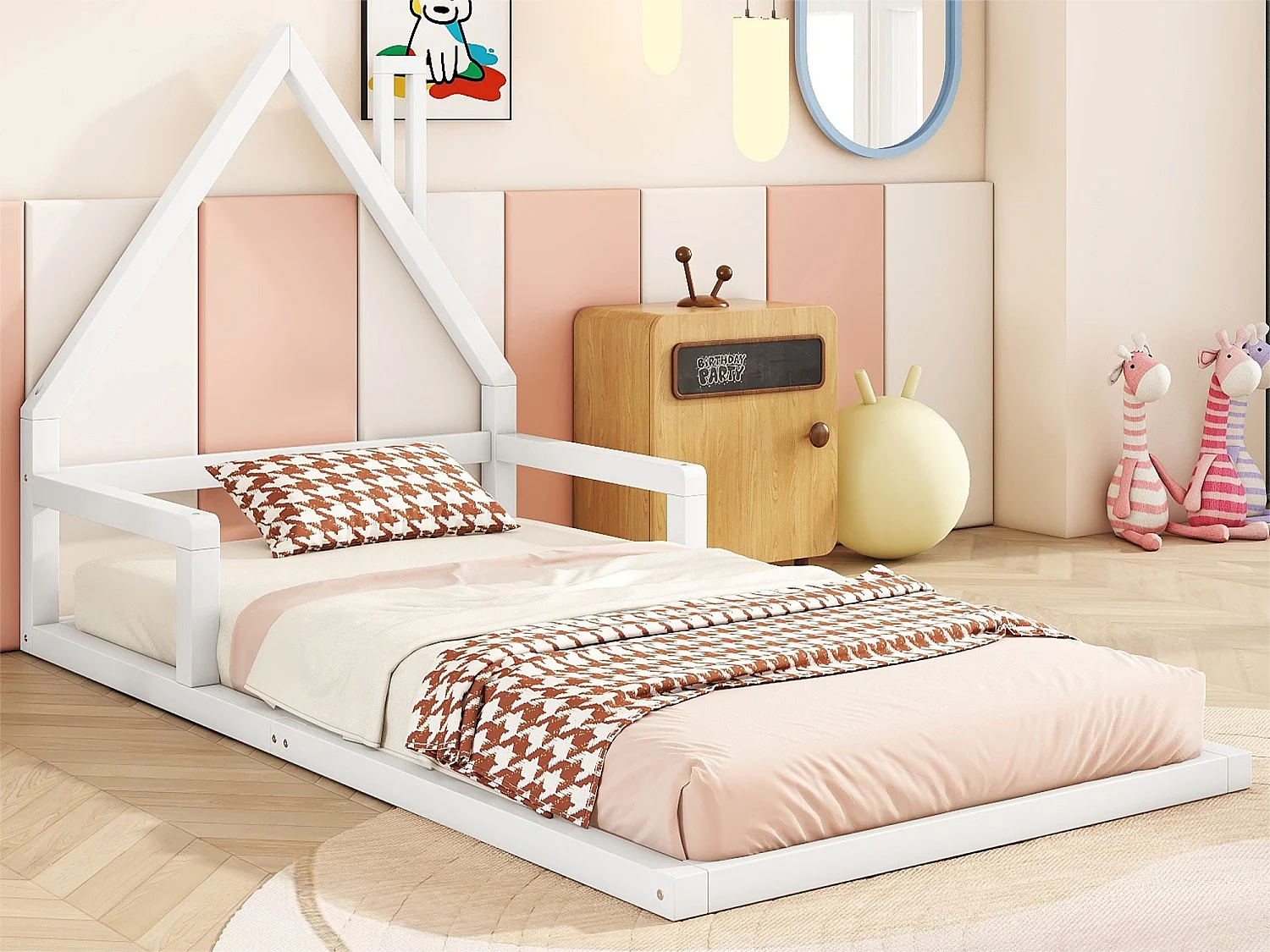 Cama infantil 90x200 cm - madera maciza de pino - Blanco