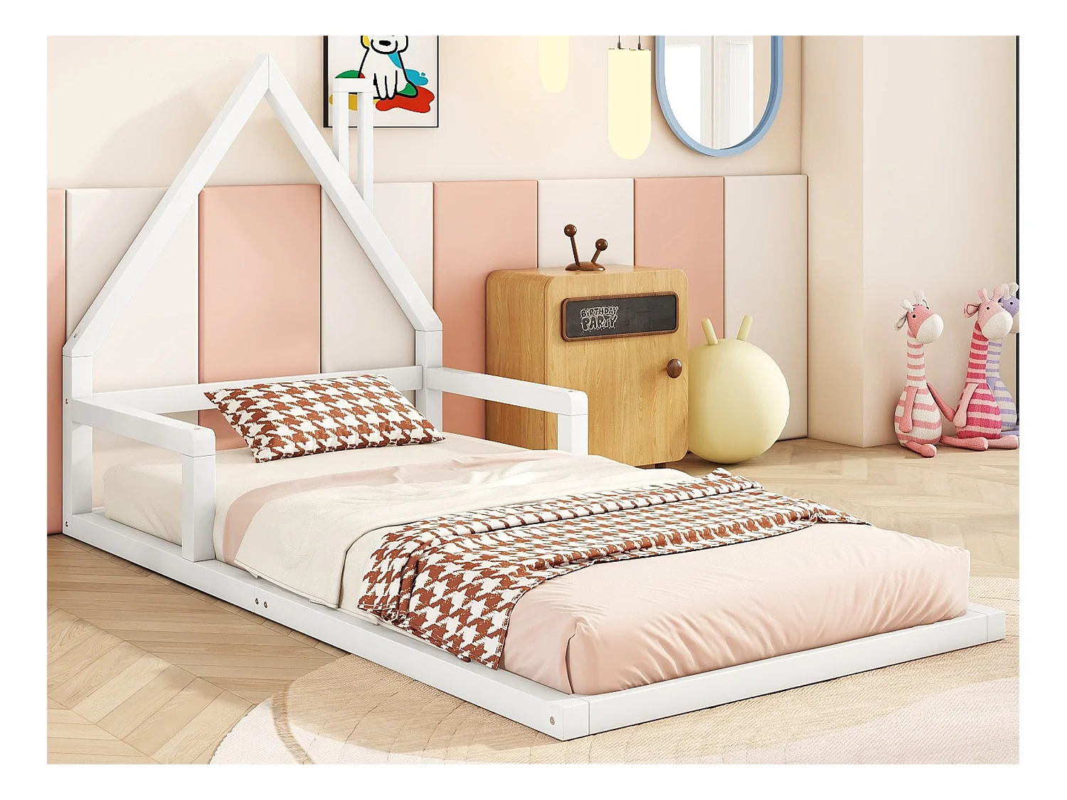 Lit enfant 90x200 cm - en bois de pin massif - Blanc