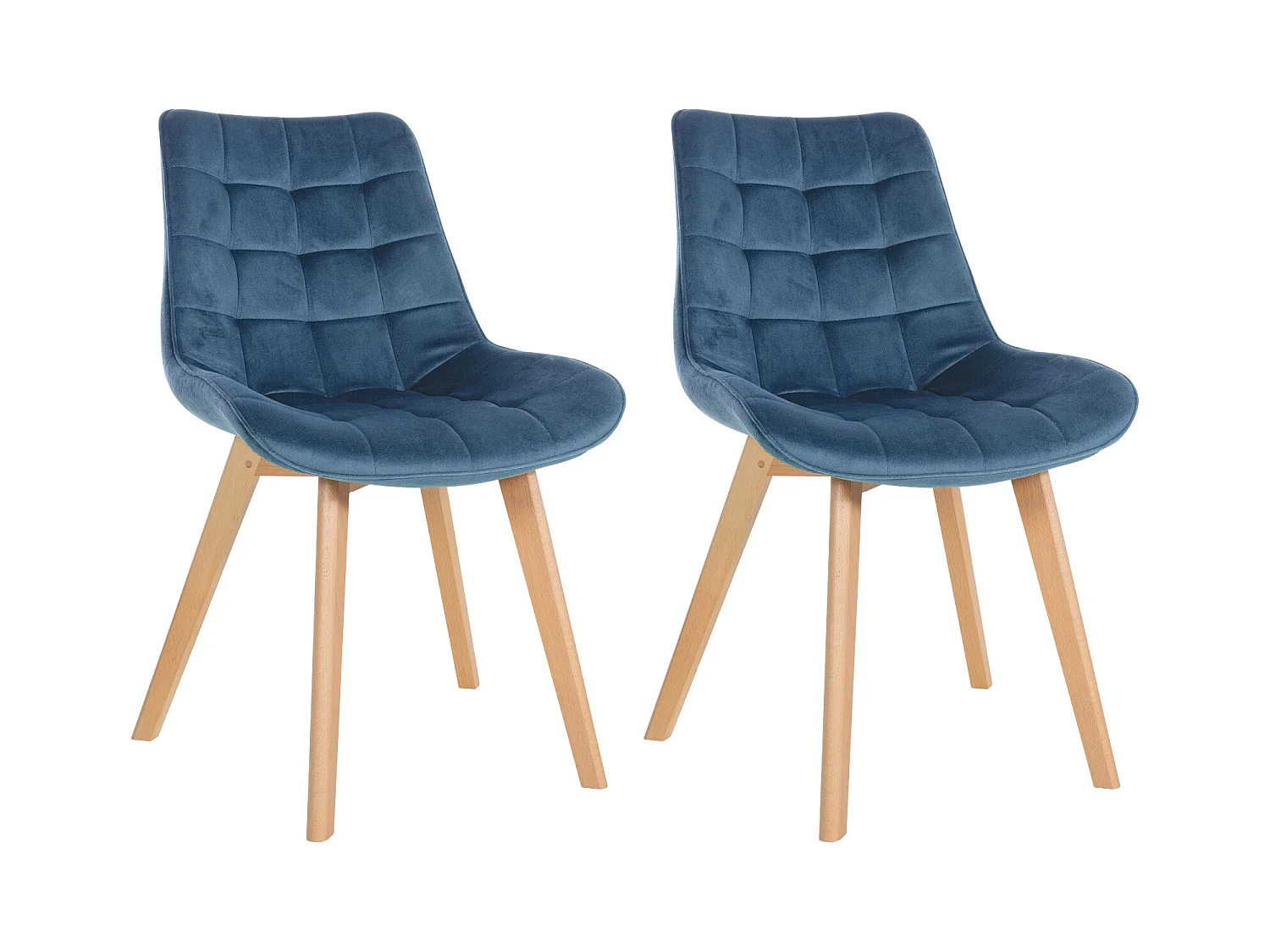 Lot de 2  chaise salle à manger - Velours & Blanc - Bleu - Brook