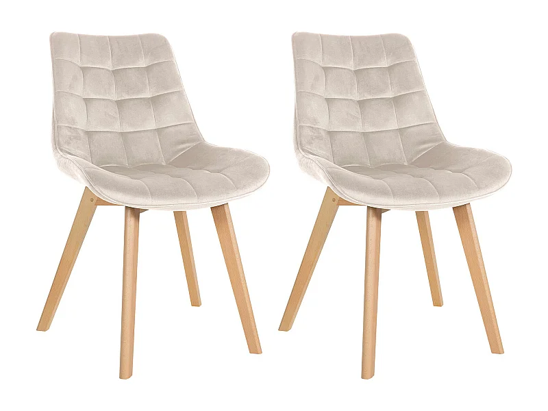 Lot de 2  chaise salle à manger - Velours - Crème - Brook
