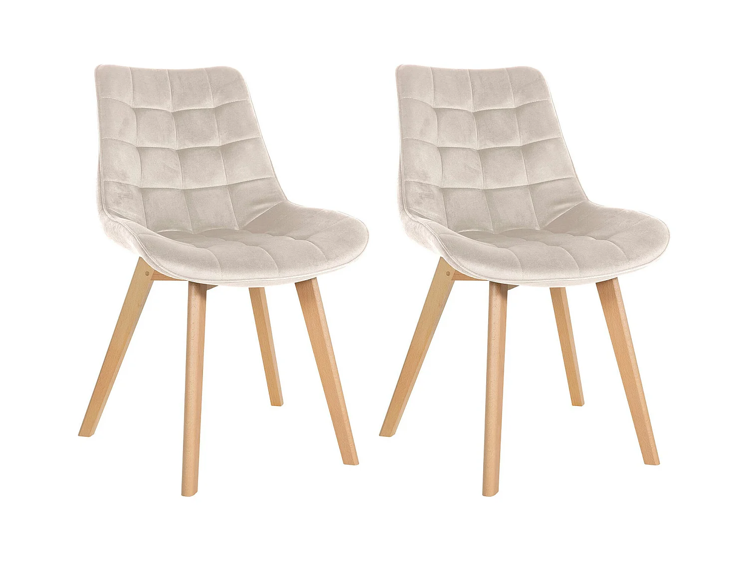 Lot de 2  chaise salle à manger - Velours - Crème - Brook