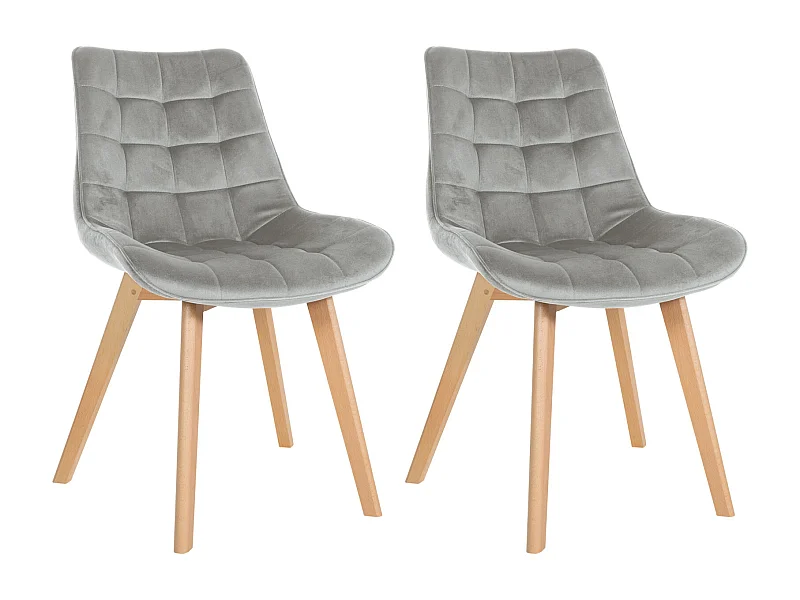 Lot de 2  chaise salle à manger - Velours & Blanc - Gris - Brook