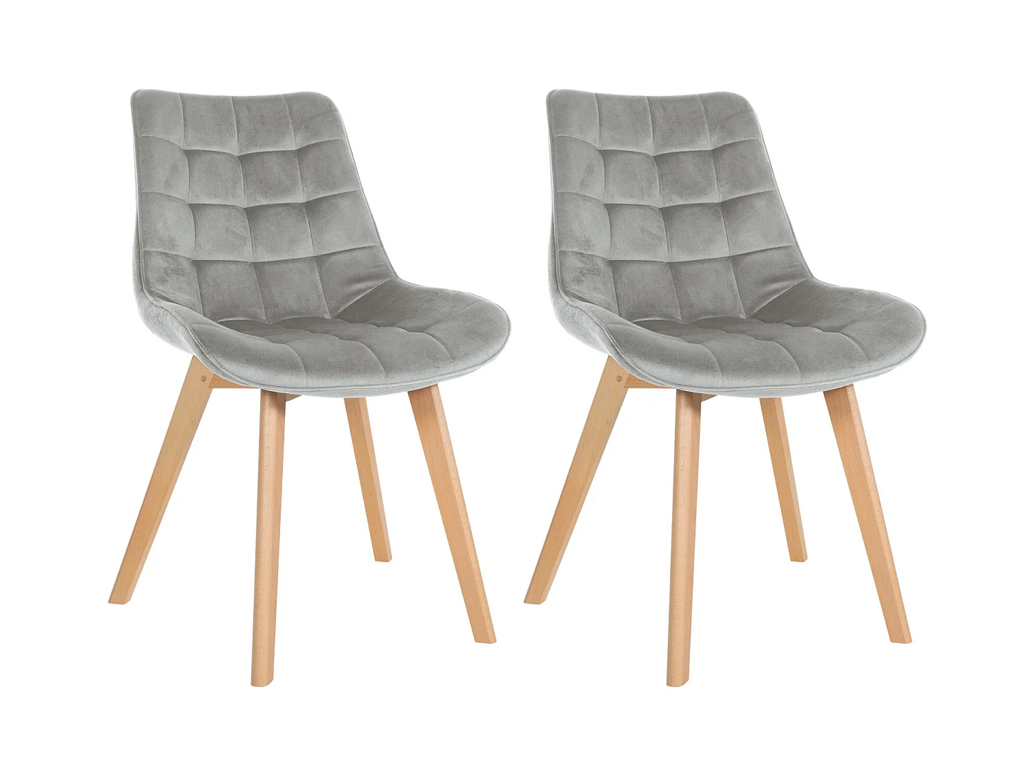 Lot de 2  chaise salle à manger - Velours & Blanc - Gris - Brook