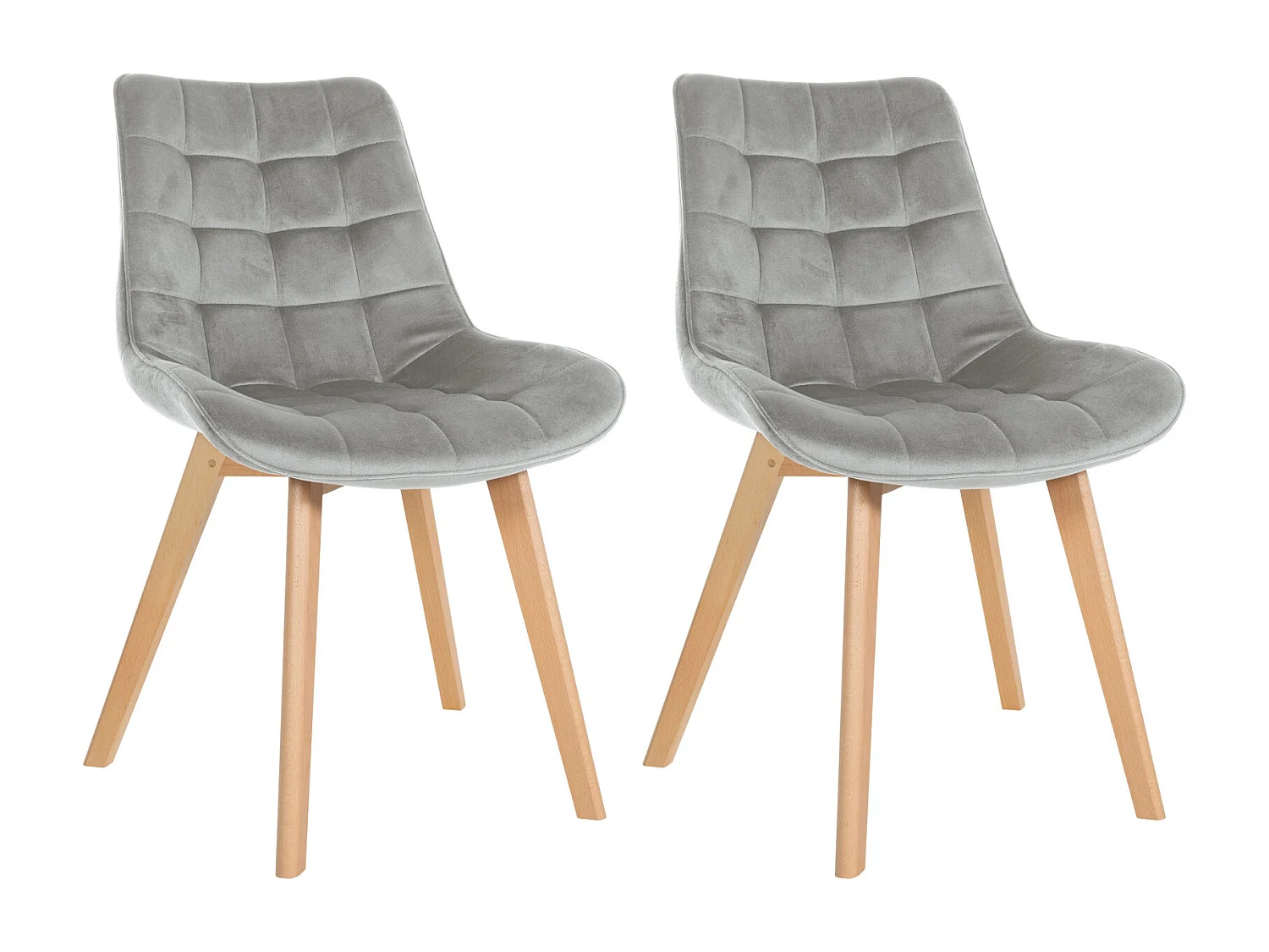 Lot de 2  chaise salle à manger - Velours & Blanc - Gris - Brook