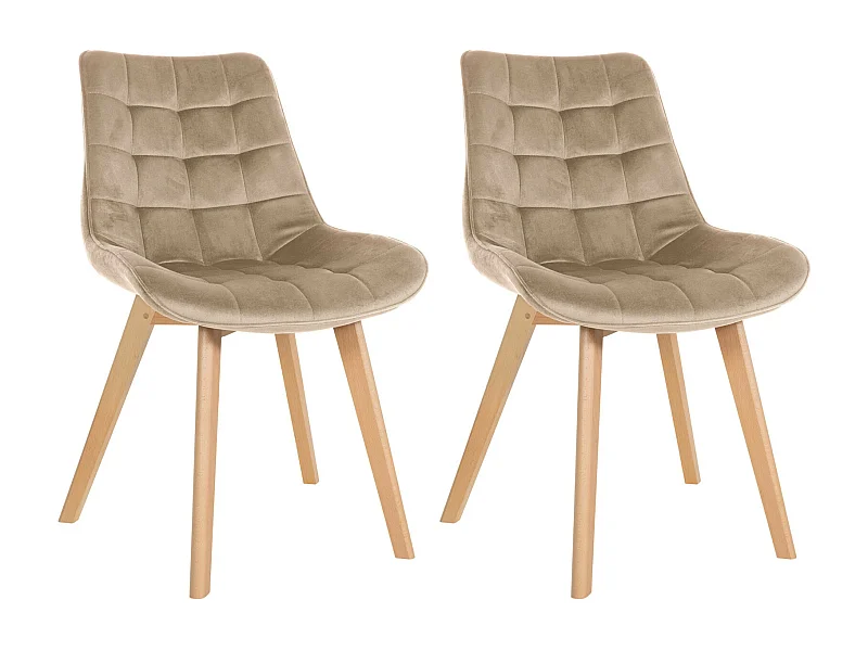 Lot de 2  chaise salle à manger - Velours & Blanc - Marron - Brook