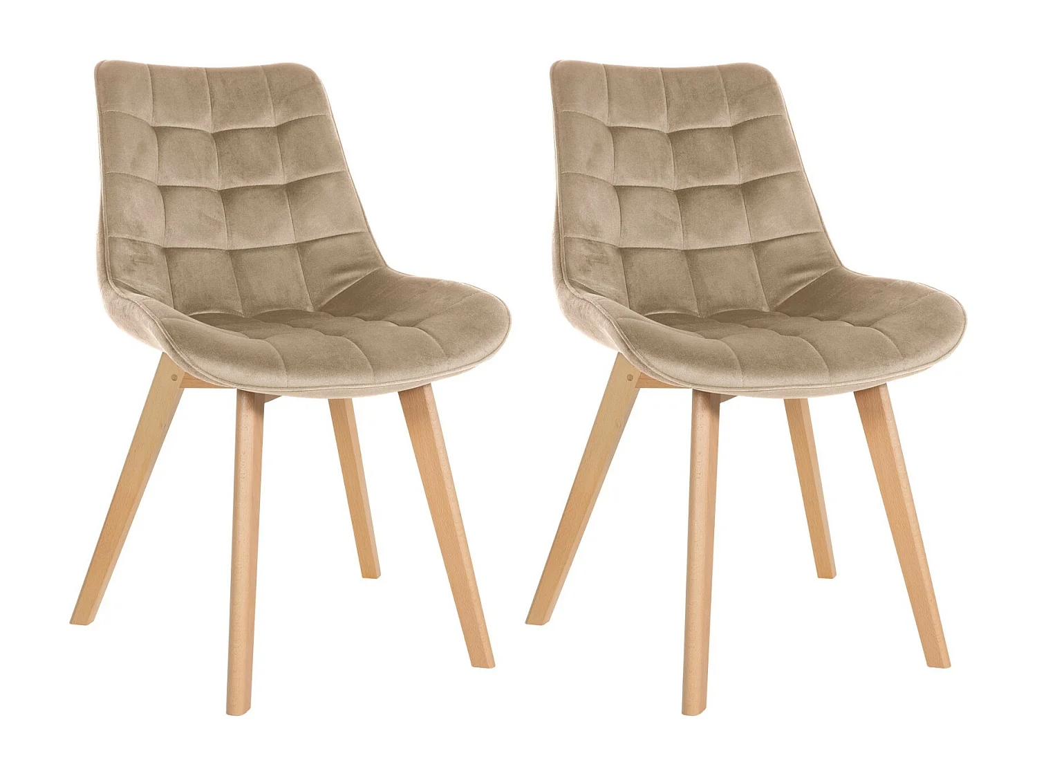 Lot de 2  chaise salle à manger - Velours & Blanc - Marron - Brook