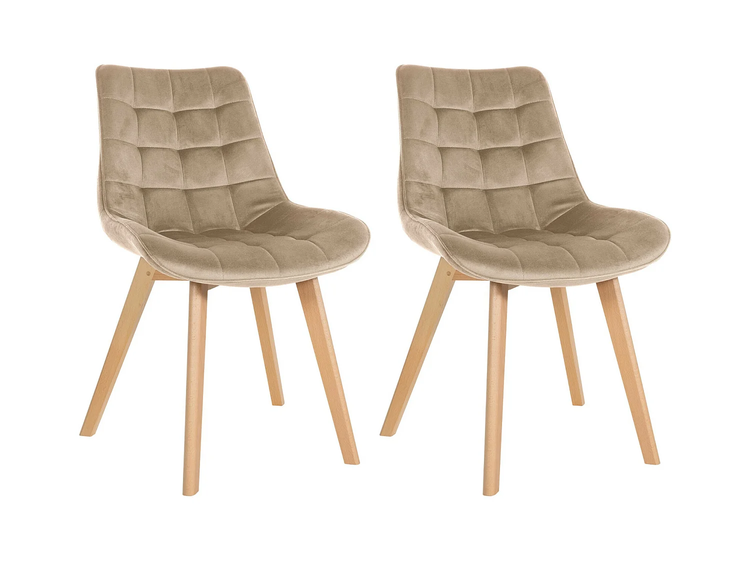Lot de 2  chaise salle à manger - Velours & Blanc - Marron - Brook