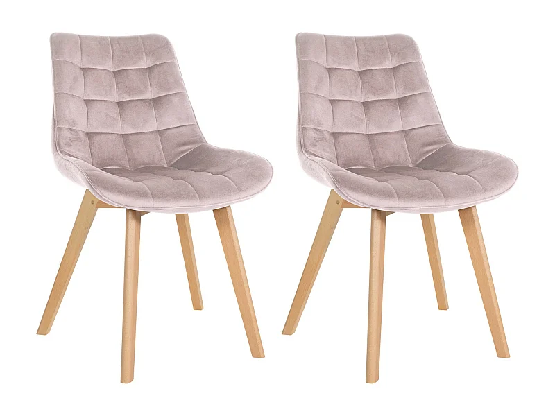 Lot de 2  chaise salle à manger - Velours & Blanc - Rose - Brook