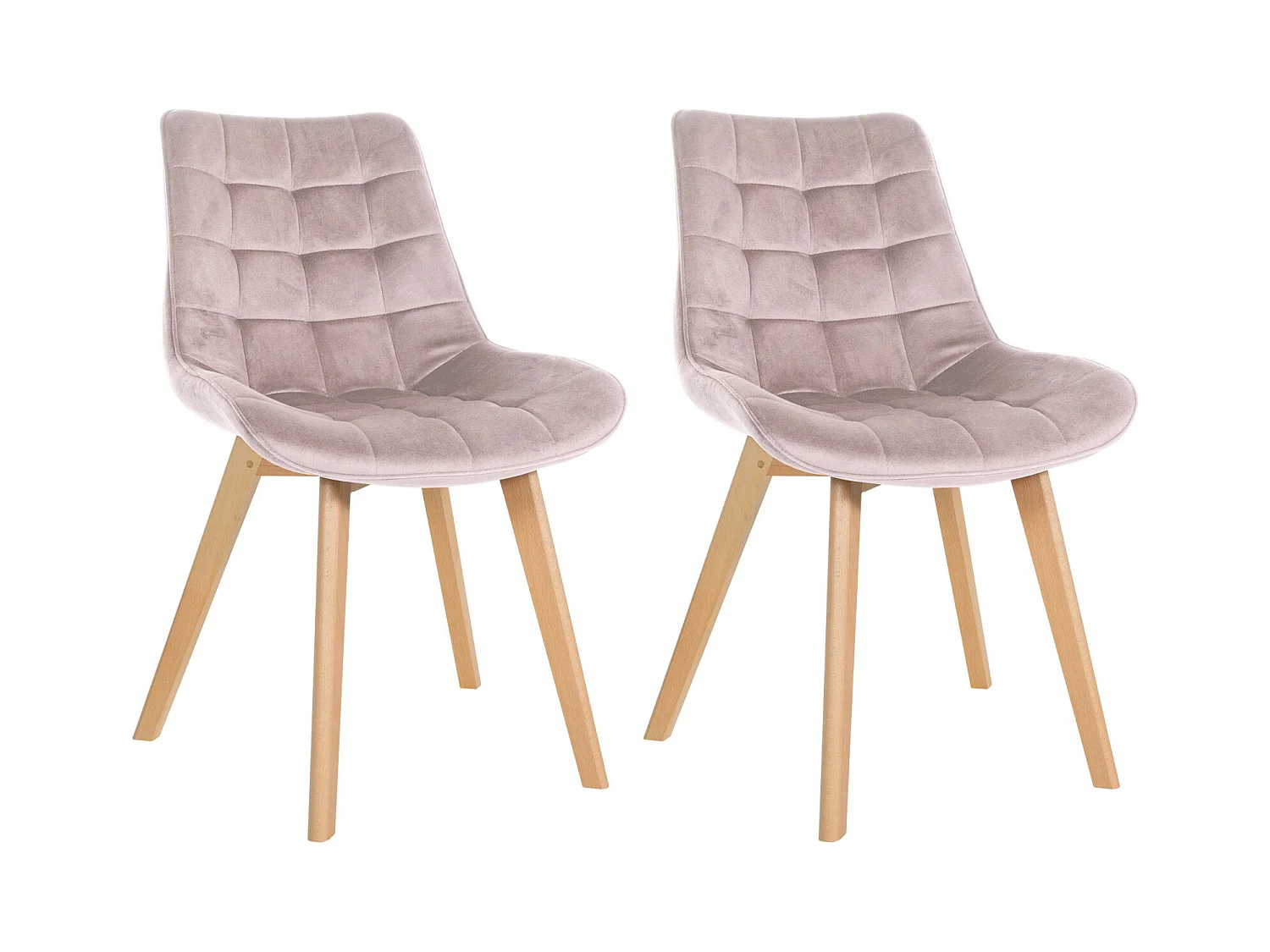 Lot de 2  chaise salle à manger - Velours & Blanc - Rose - Brook