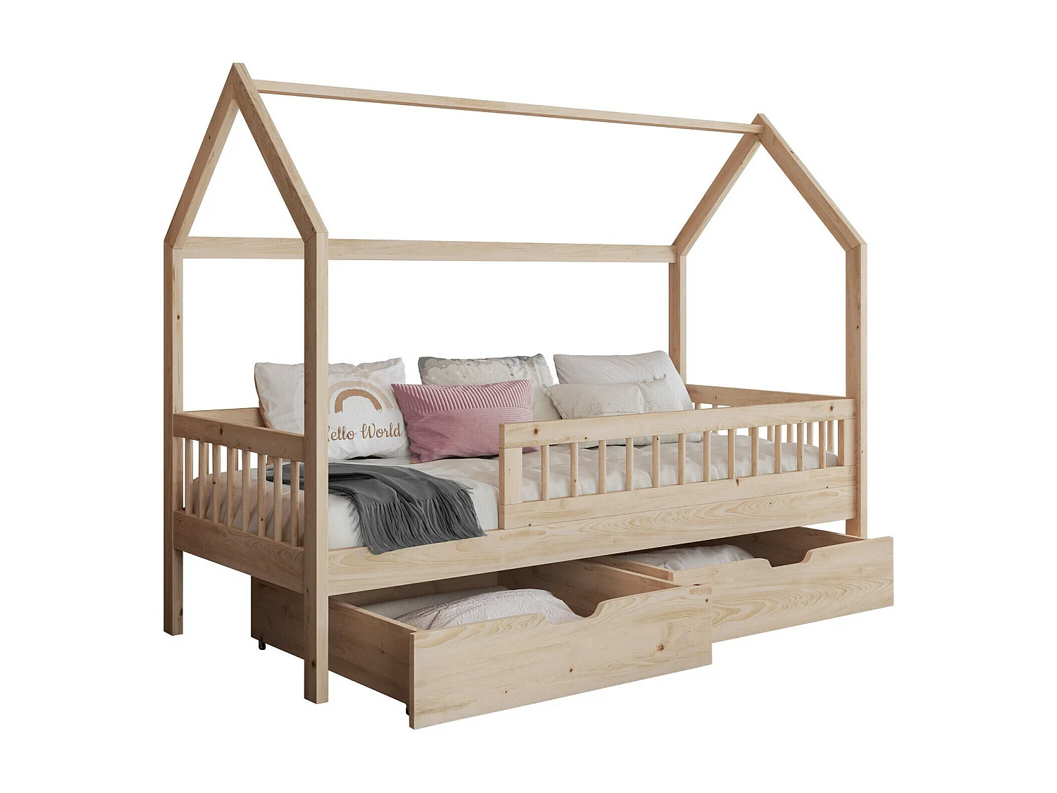 Cama Henderson 167, Individuales, De color marrón claro, 80x180, Madera, Somieres, 87cm