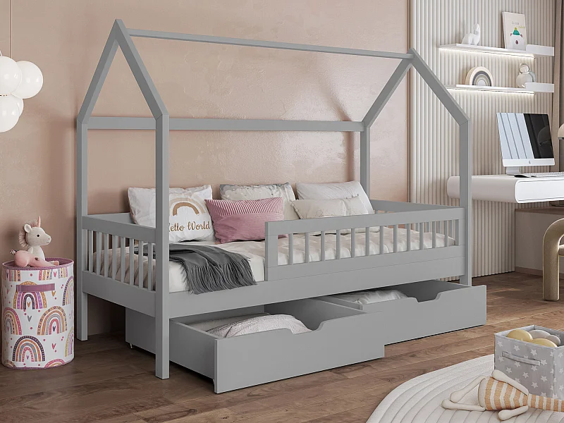 Cama Henderson 167, Individuales, Gris, 80x180, Madera, Somieres, 87x186x150cm