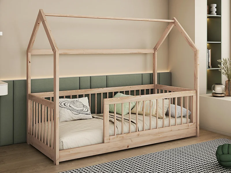 Cama Henderson 168, Individuales, De color marrón claro, 90x200, Madera, Somieres, 97cm