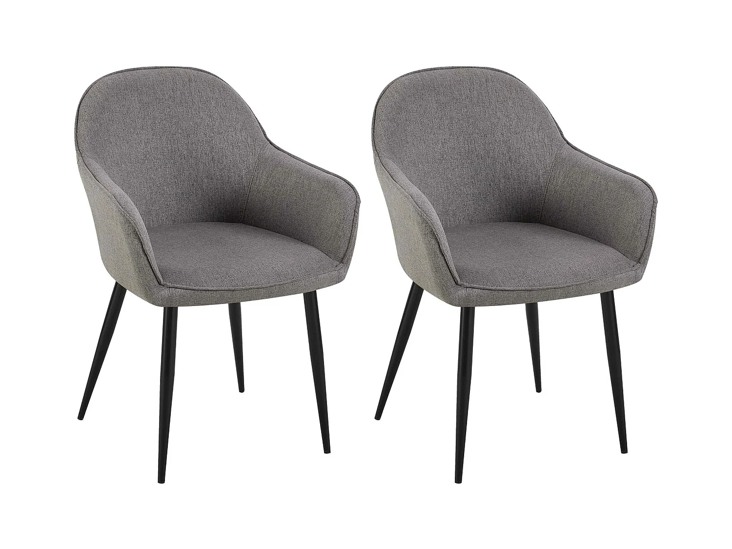 Lot de 2  chaise salle à manger - Tissu - Gris foncé - Boise