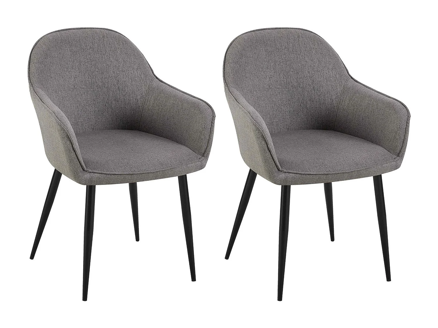 Lot de 2  chaise salle à manger - Tissu - Gris foncé - Boise