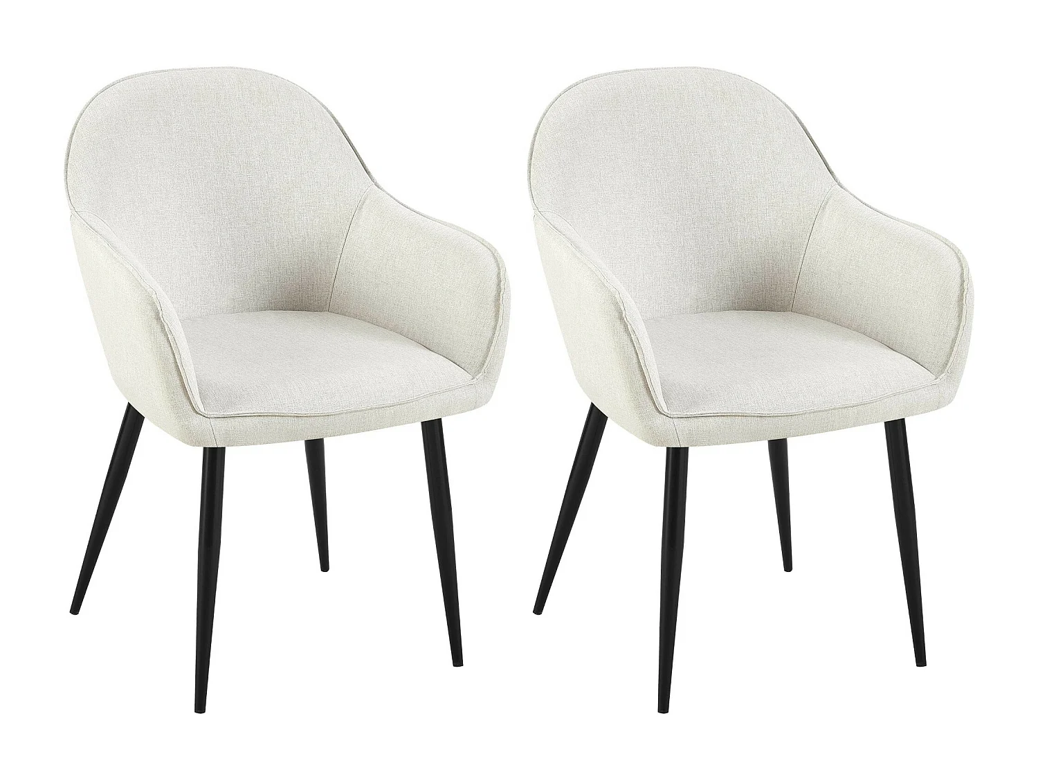 Lot de 2  chaise salle à manger - Tissu - Crème - Boise