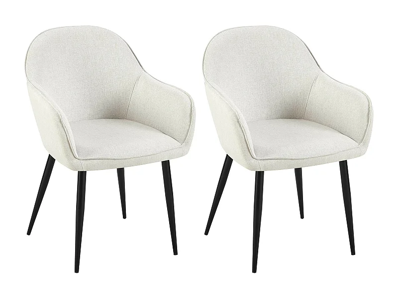 Lot de 2  chaise salle à manger - Tissu - Crème - Boise