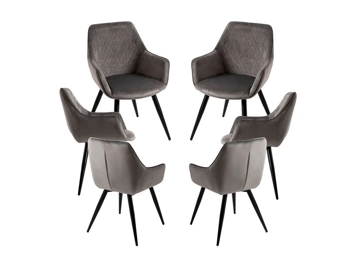 Packs Sillas Comedor - Pack 6 Sillas Kres Terciopelo - Gris oscuro
