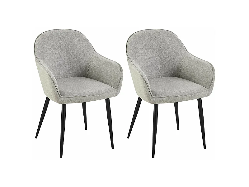 2er Set Esszimmerstuhl - Stoff - grau - Boise