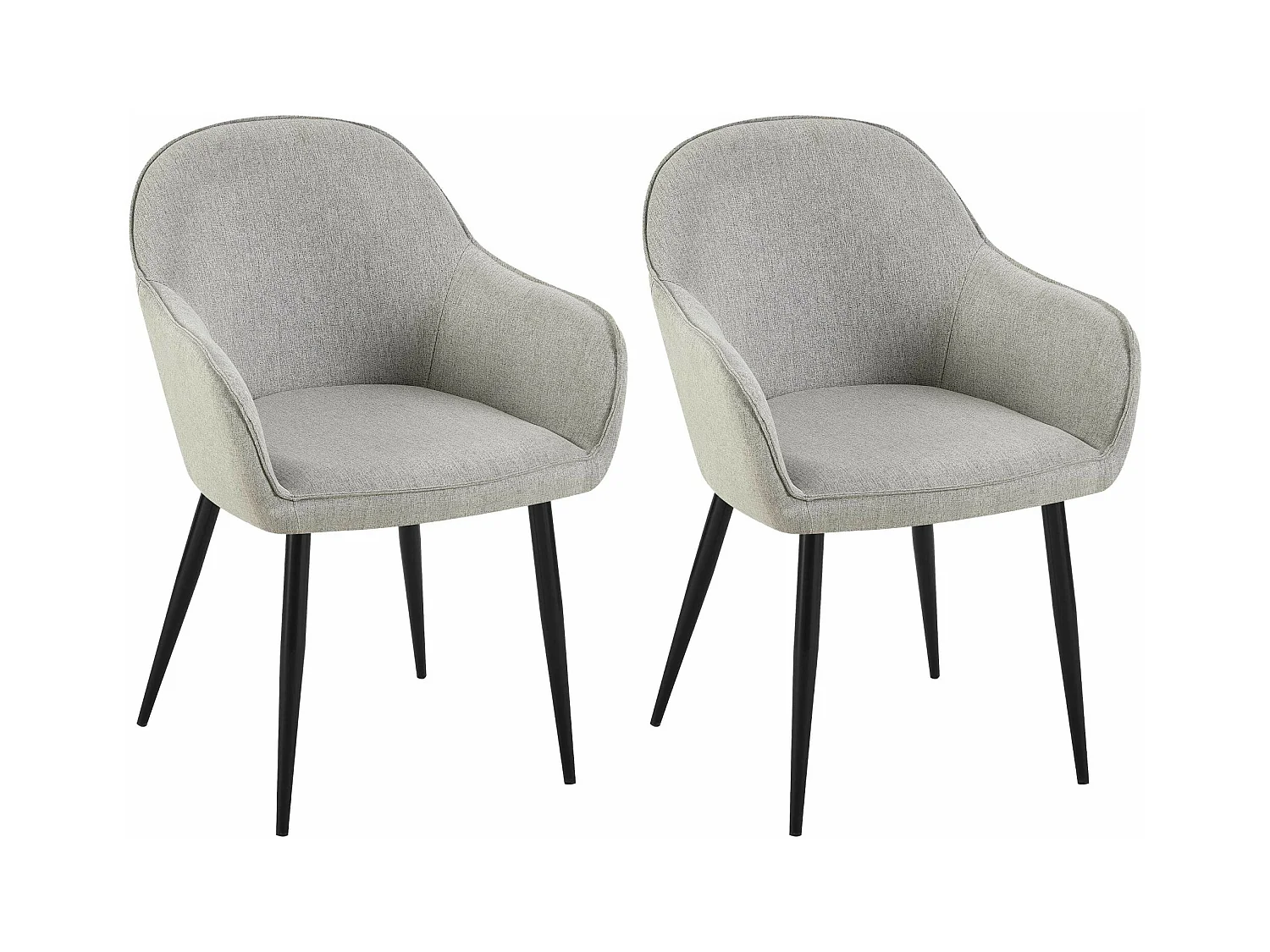 Lot de 2  chaise salle à manger - Tissu - Gris - Boise