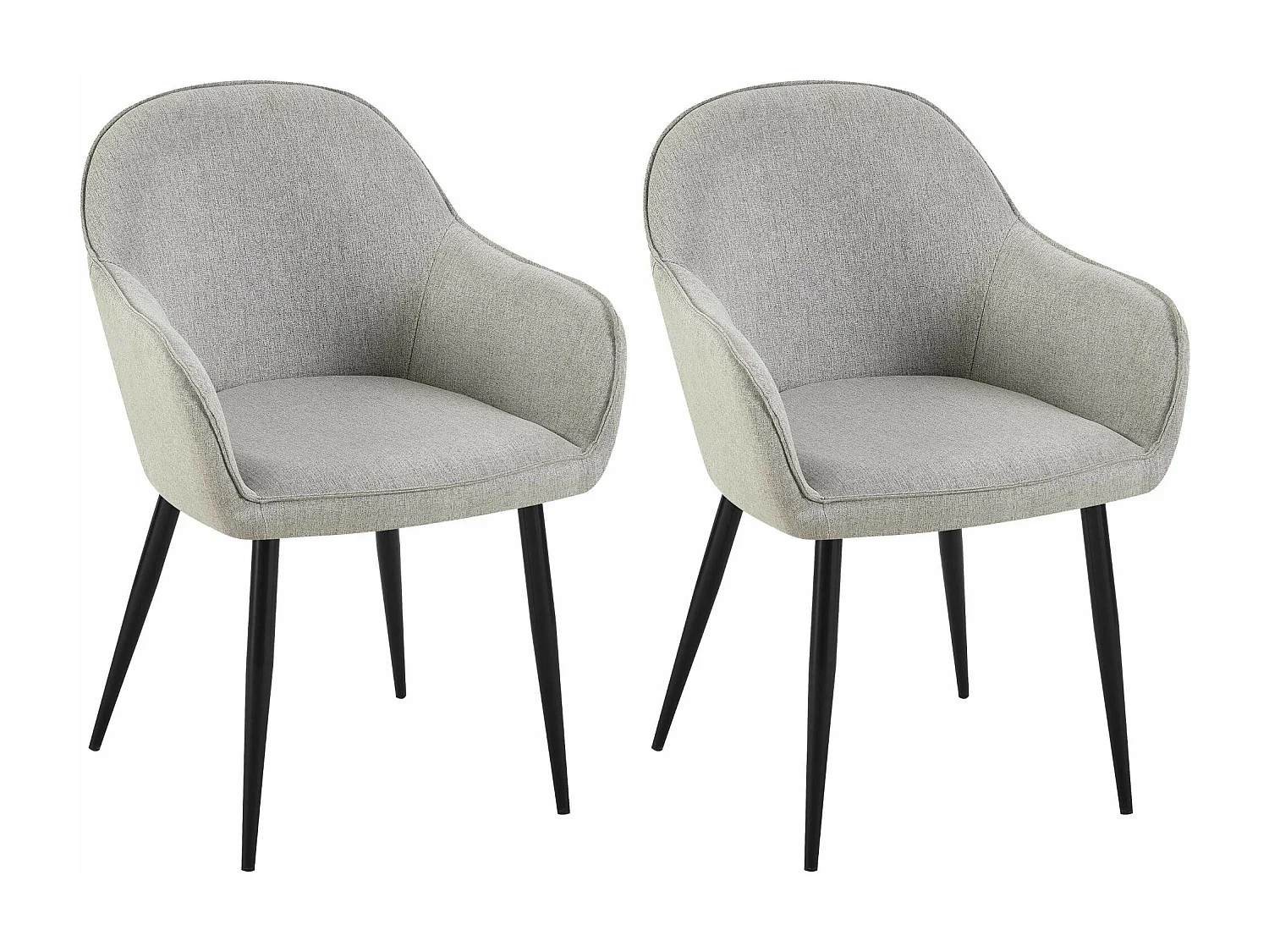 Lot de 2  chaise salle à manger - Tissu - Gris - Boise