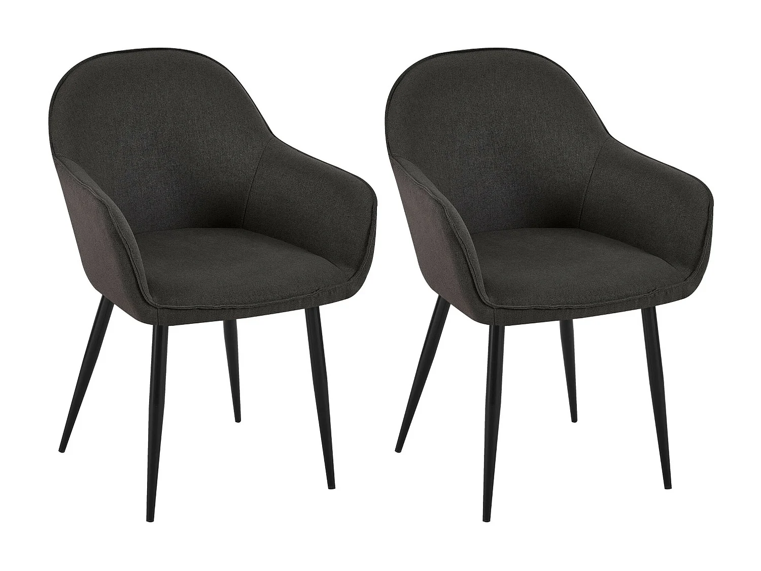 Lot de 2  chaise salle à manger - Tissu - Noir - Boise