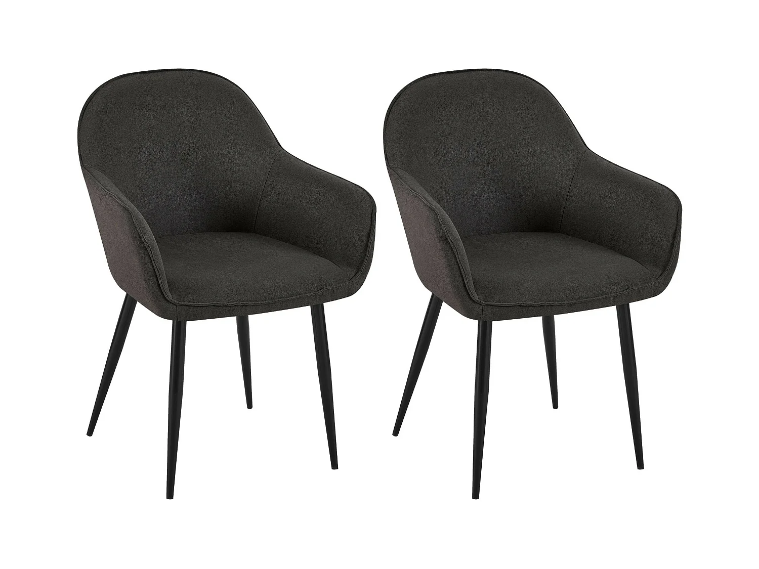 Lot de 2  chaise salle à manger - Tissu - Noir - Boise
