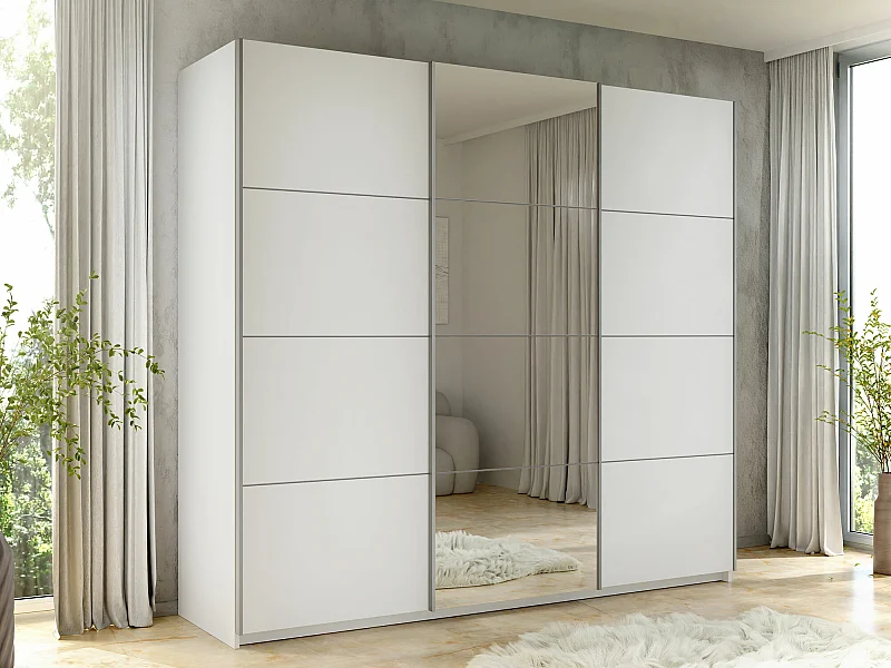 Armoire Comfivo 364, Blanc, 210x250x60cm, Portes d'armoire: Coulissantes