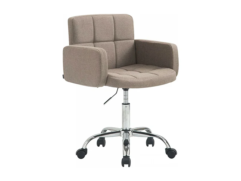 Sgabello da ufficio - Tessuto & Metallo in look cromato - Tortora - Los Angeles