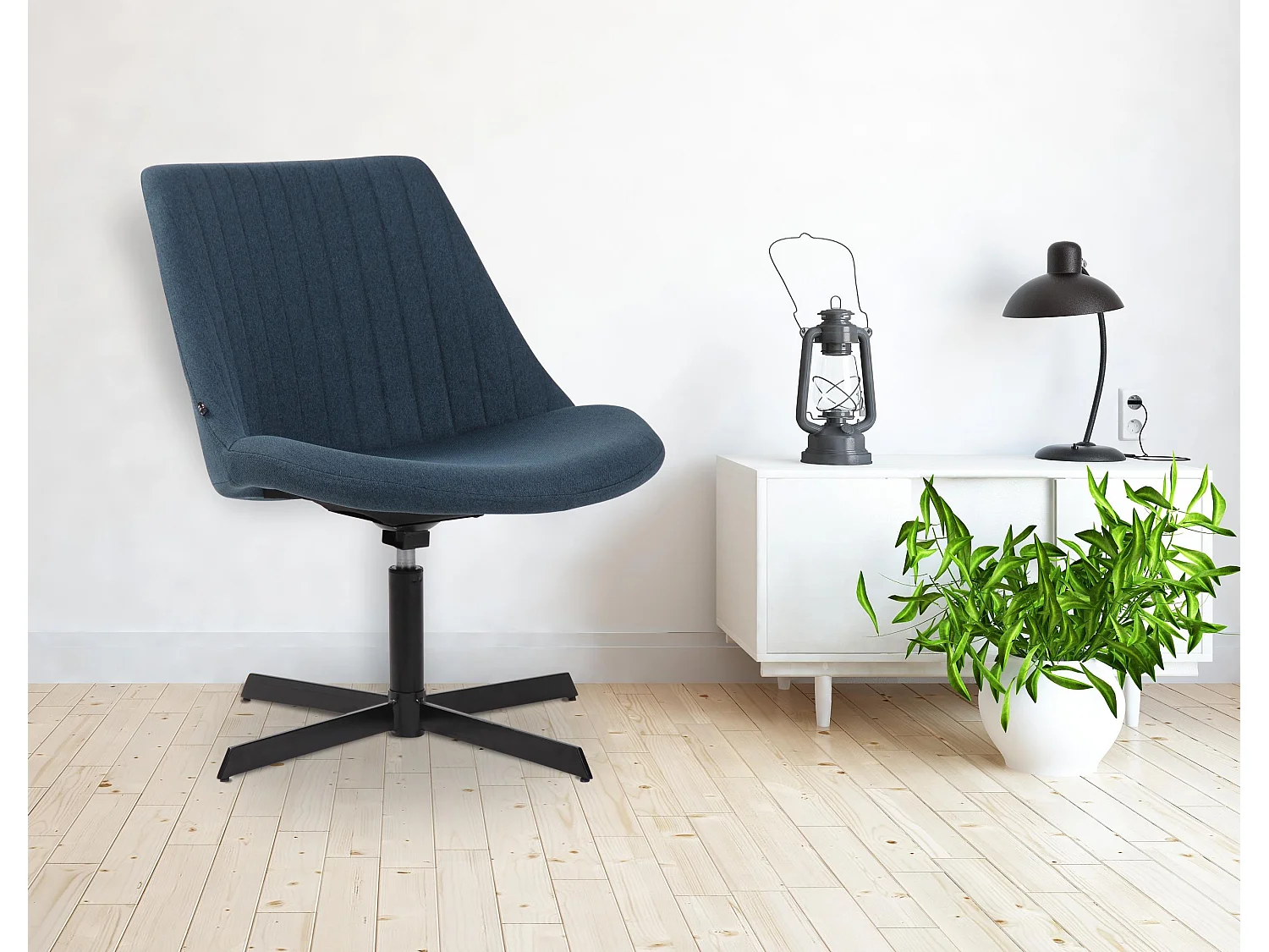 Chaise gondole - Tissu & Métal noir mat - Bleu - Granby