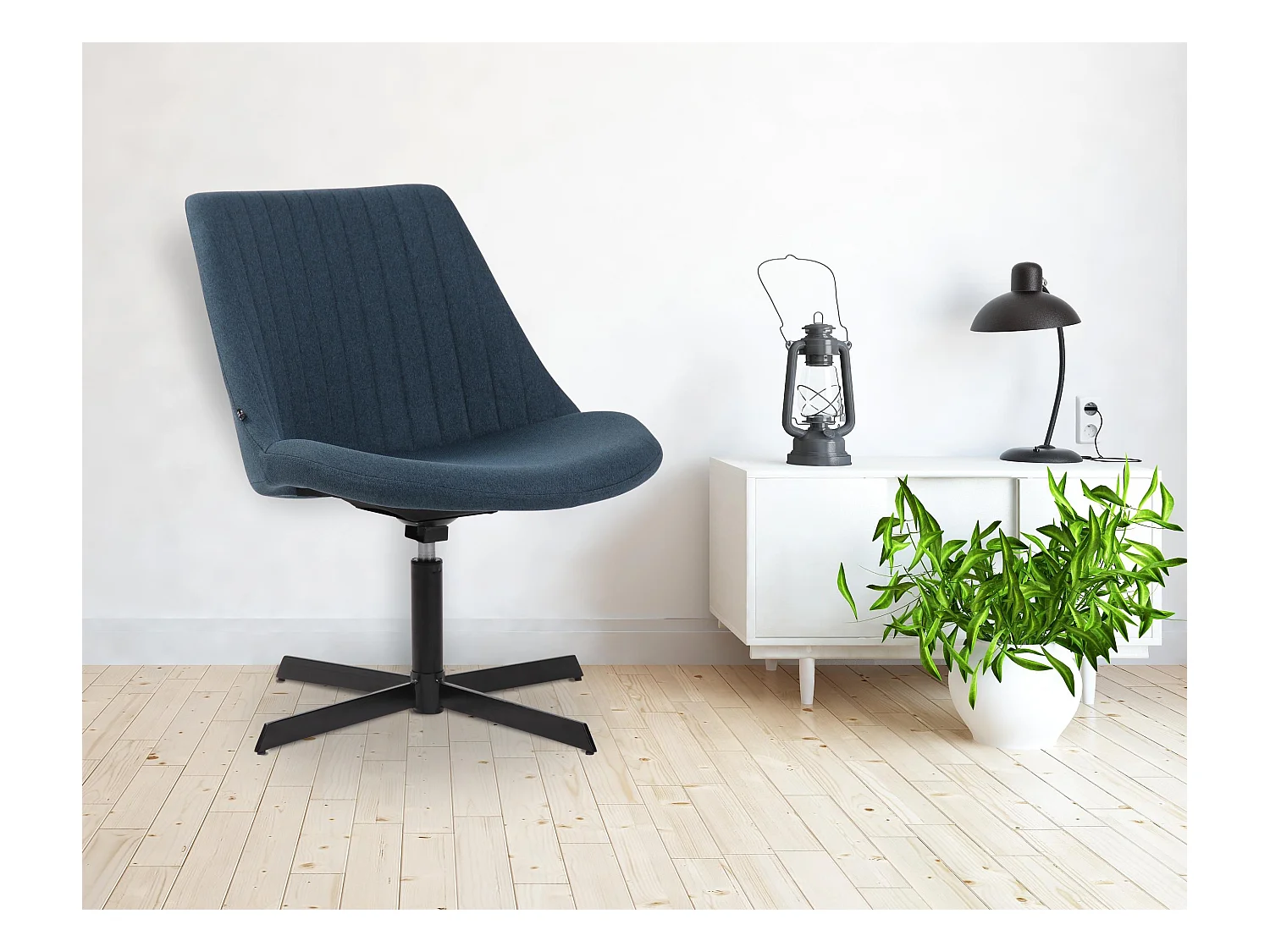 Chaise gondole - Tissu & Métal noir mat - Bleu - Granby