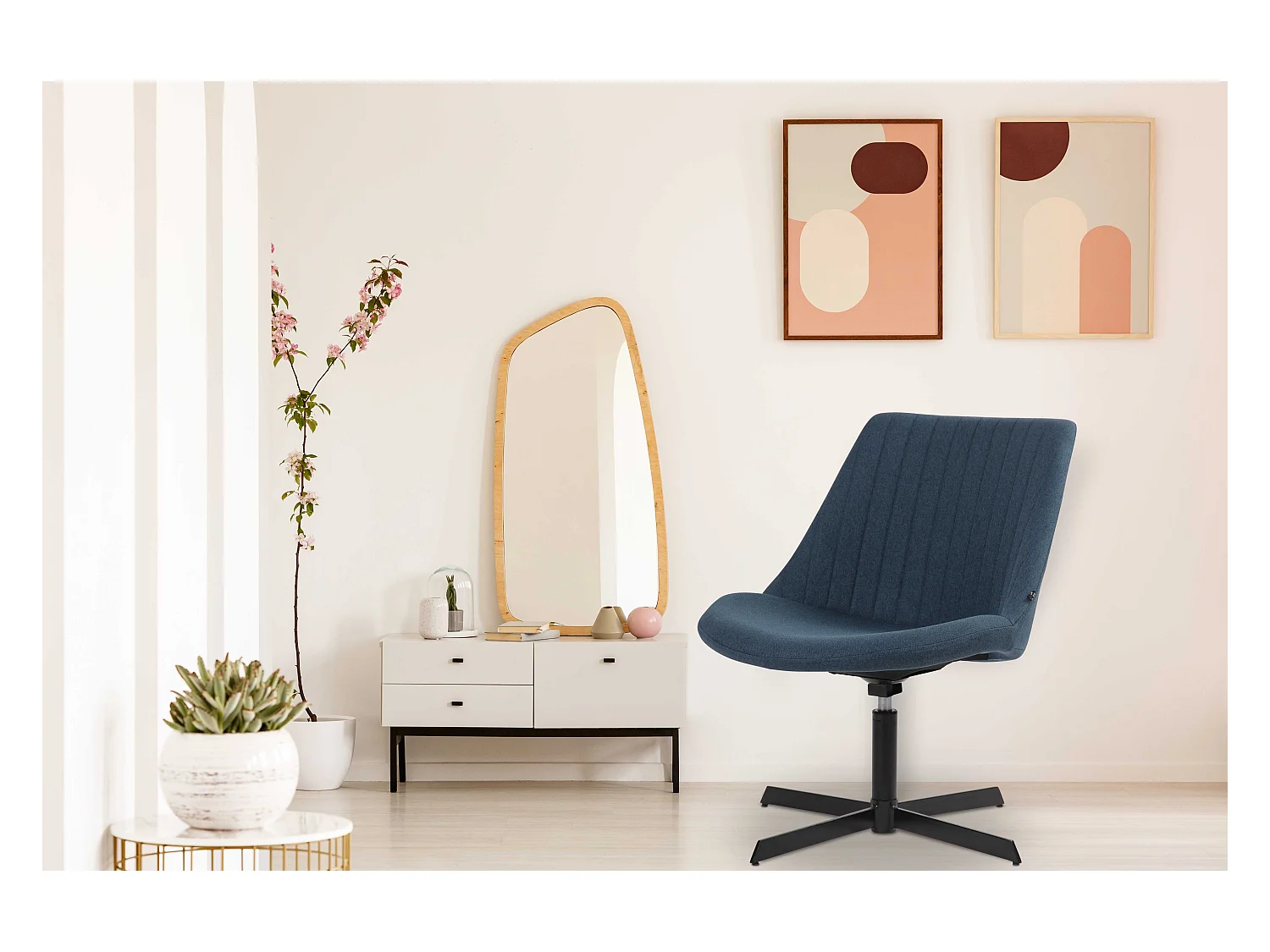 Chaise gondole - Tissu & Métal noir mat - Bleu - Granby