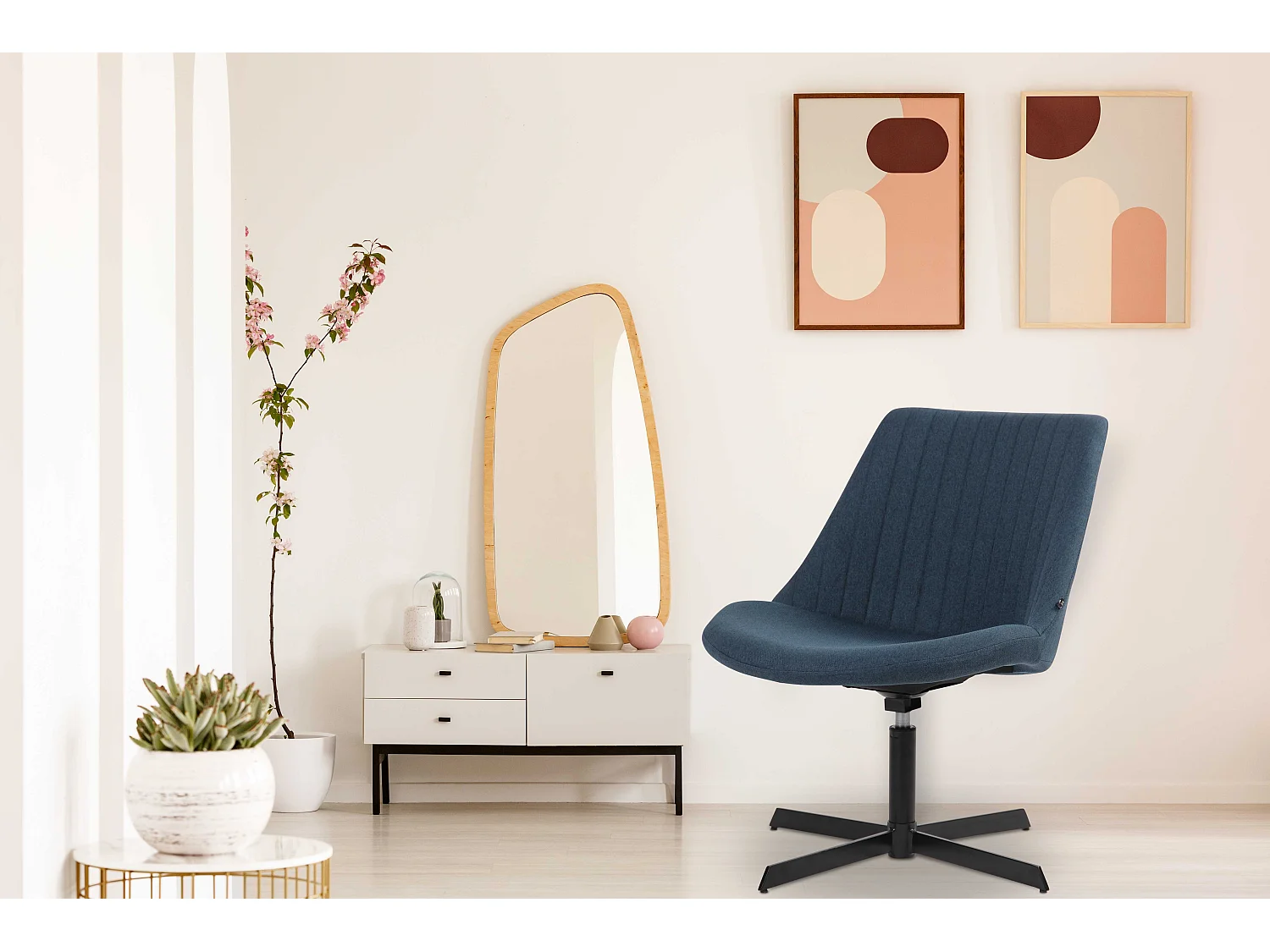 Chaise gondole - Tissu & Métal noir mat - Bleu - Granby