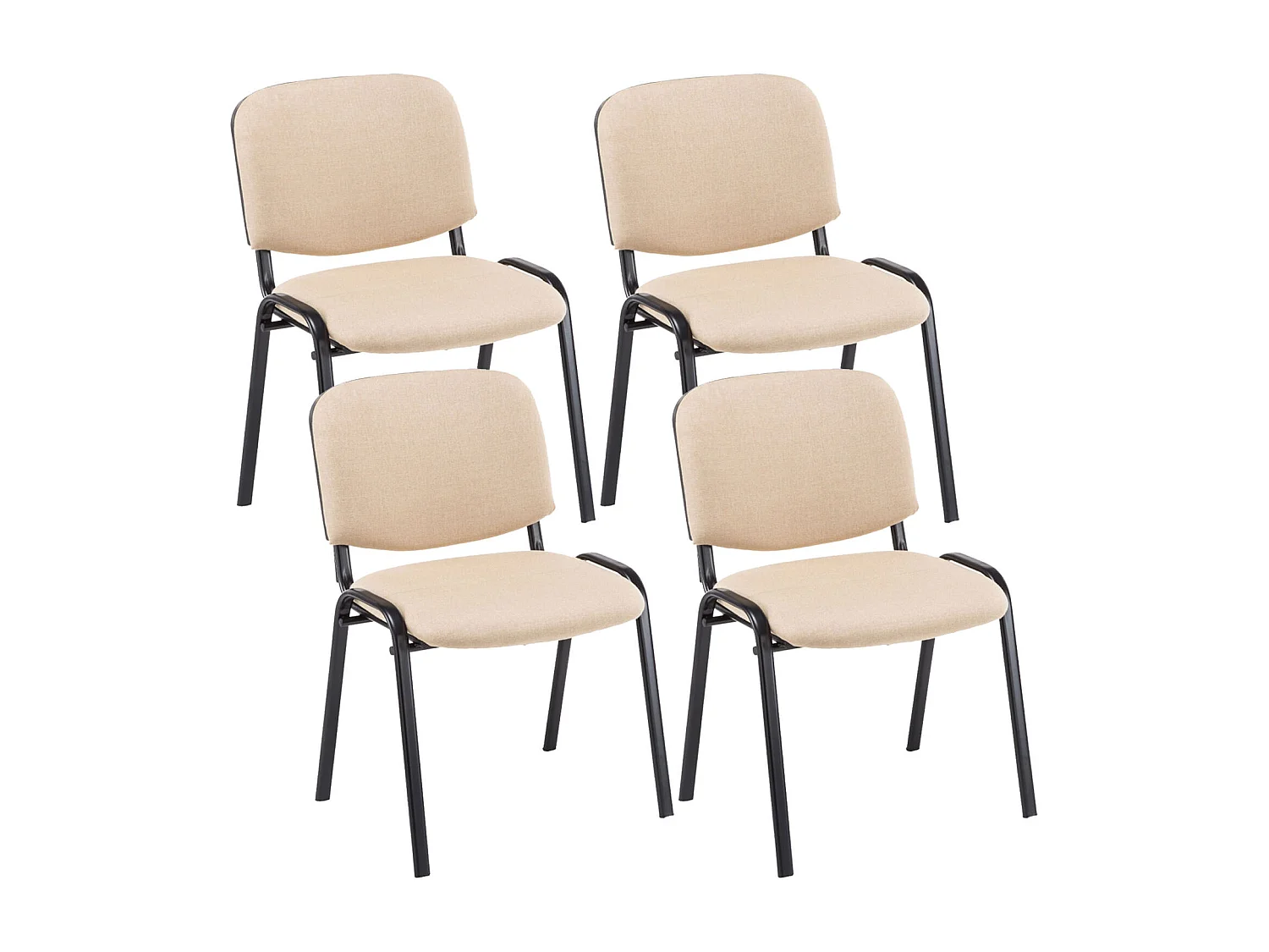 Lot de 4  Chaise de conférence - Tissu & Noir - Crème - Ken