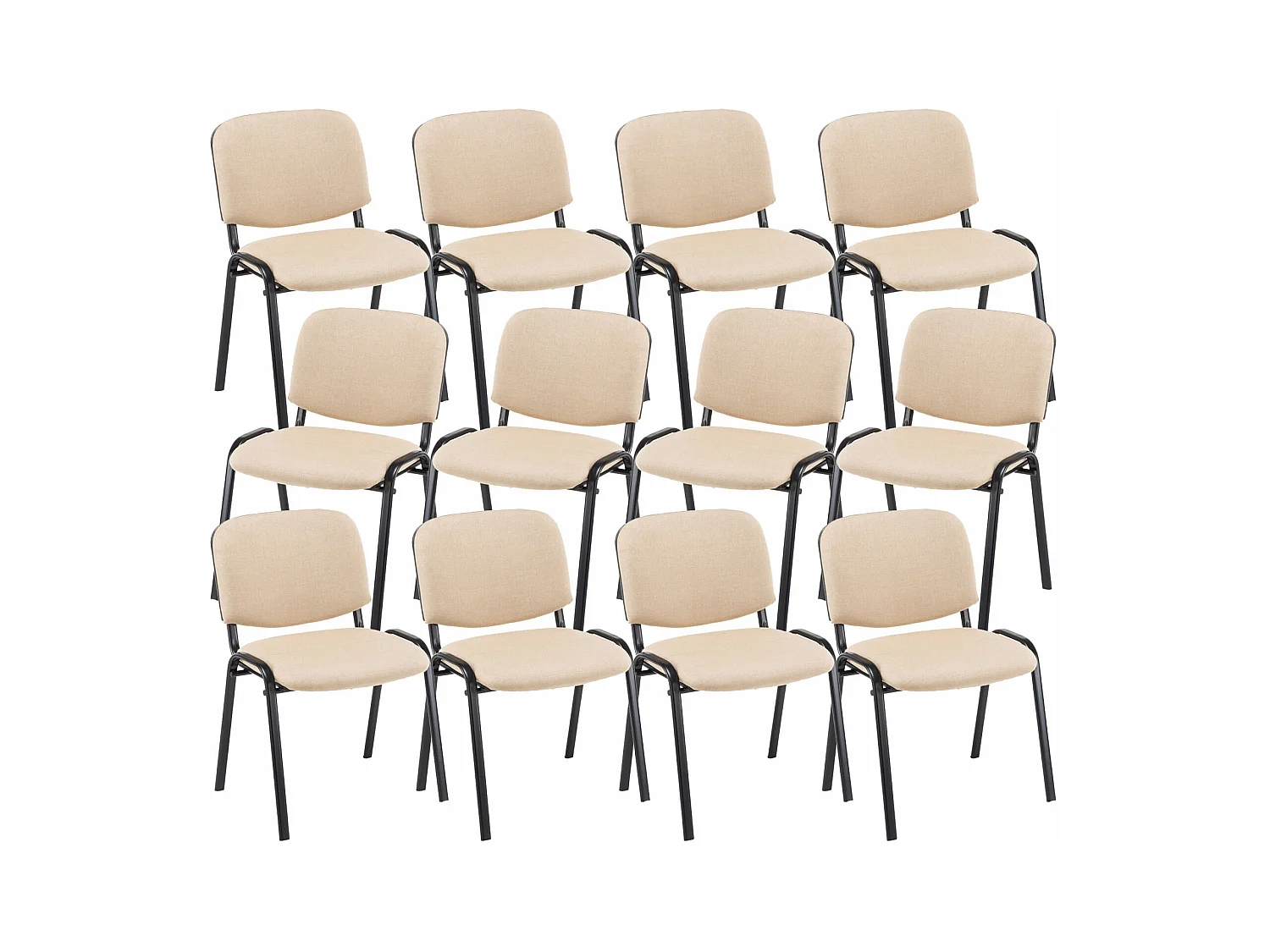 Lot de 12  Chaise de conférence - Tissu & Métal - Crème - Ken