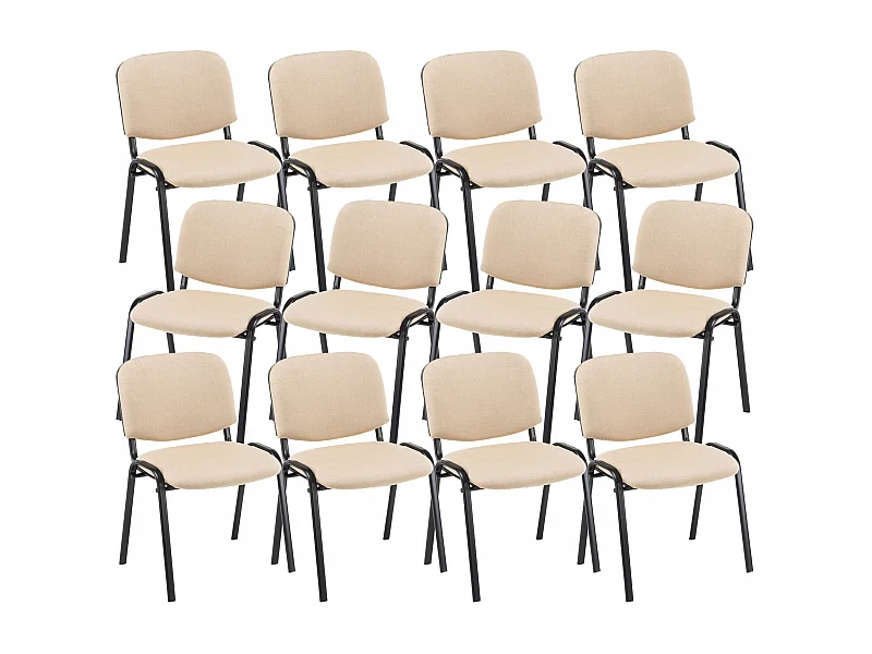 Lot de 12  Chaise de conférence - Tissu & Métal - Crème - Ken