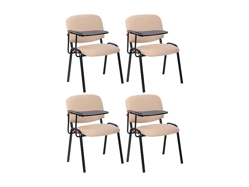 Lot de 4  Chaise de conférence - Tissu & Métal noir mat - Crème - Ken