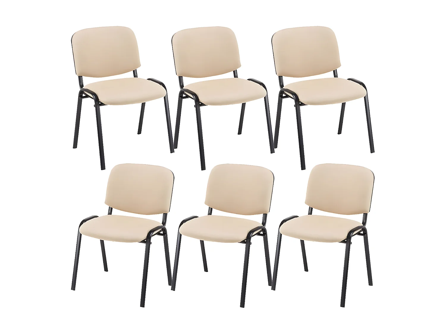 Lot de 6  Chaise de conférence - Tissu & Métal noir mat - Crème - Ken