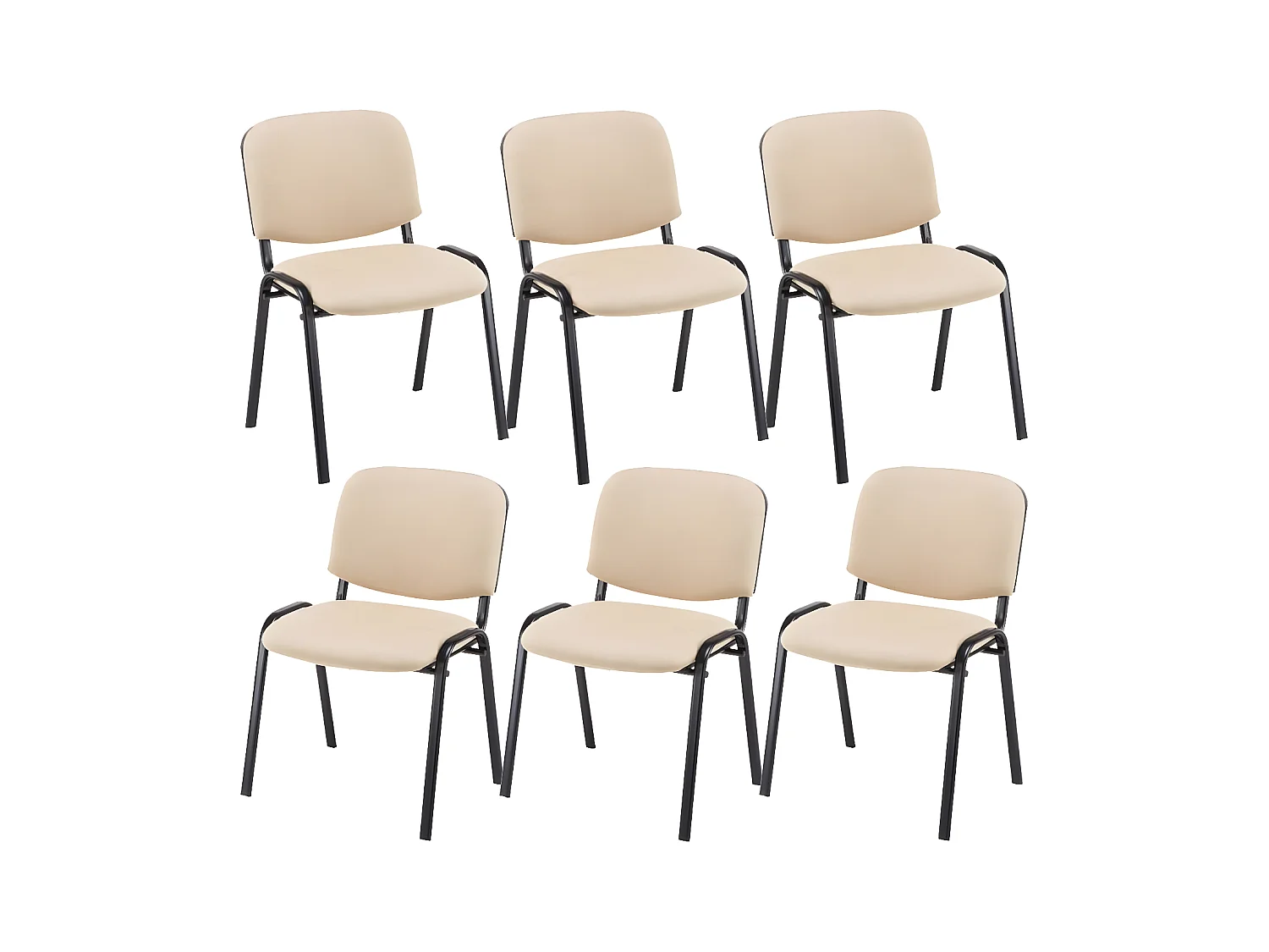 Lot de 6  Chaise de conférence - Tissu & Métal noir mat - Crème - Ken
