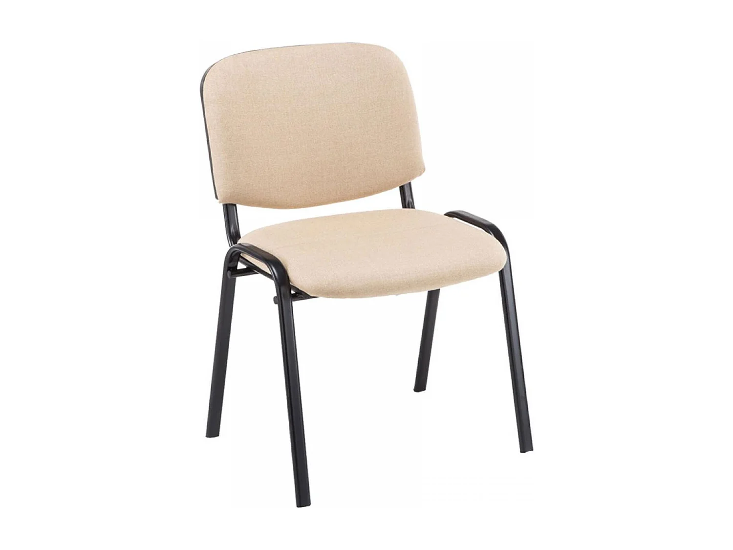 Lot de 6  Chaise de conférence - Tissu & Métal noir mat - Crème - Ken