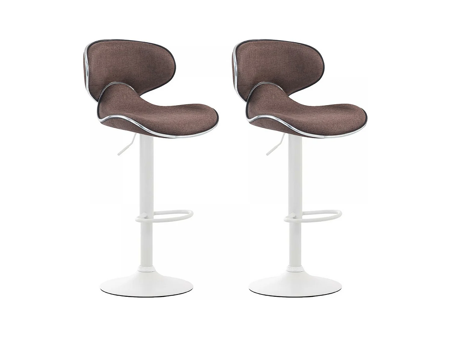 Lot de 2  Tabouret de bar - Tissu & Métal chromé - Marron - Las Vegas V2