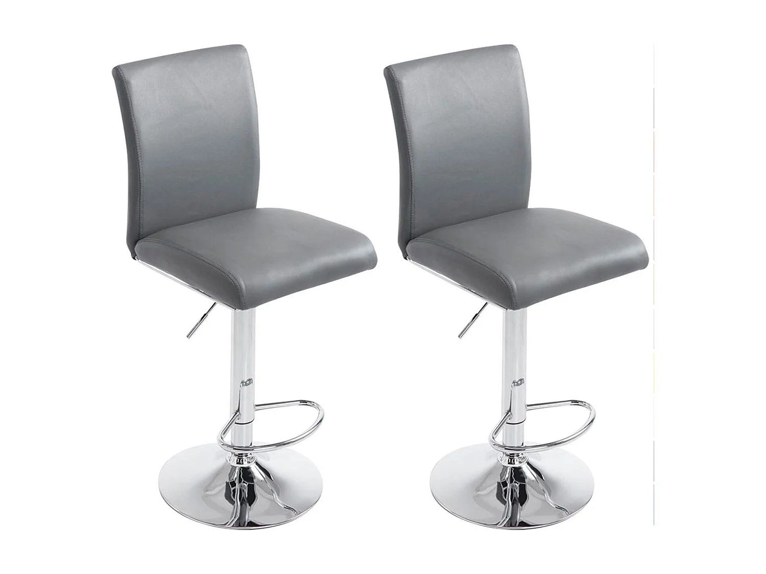 2er Set Barhocker - Kunstleder & schwarz - grau - Köln