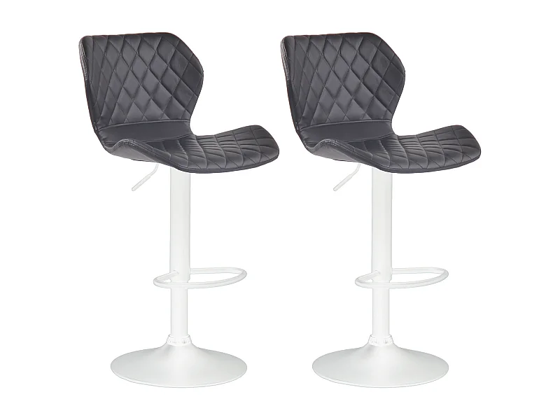 Lot de 2  Tabouret de bar - Similicuir & Métal - Noir - Cork