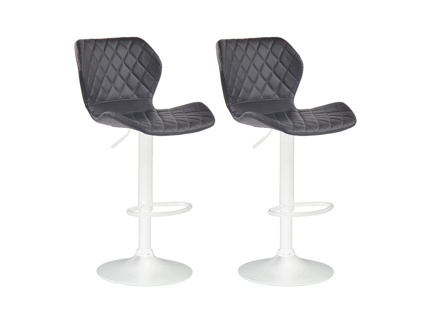 Lot de 2  Tabouret de bar - Similicuir & Métal - Noir - Cork
