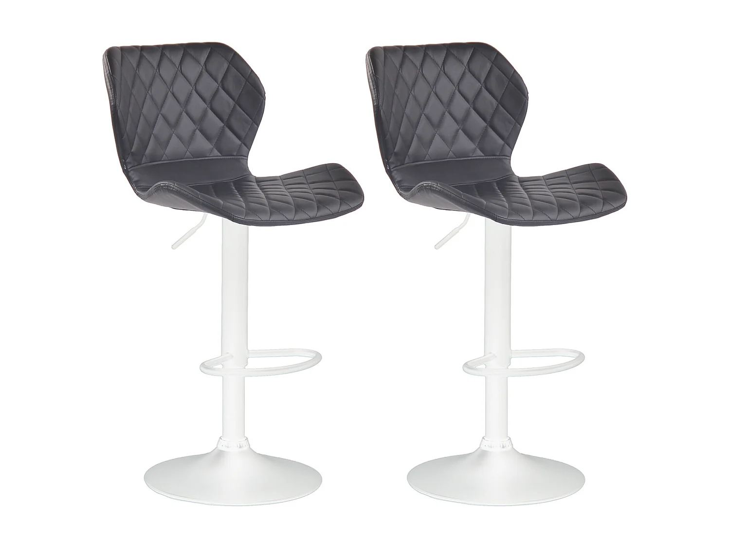 Lot de 2  Tabouret de bar - Similicuir & Métal - Noir - Cork