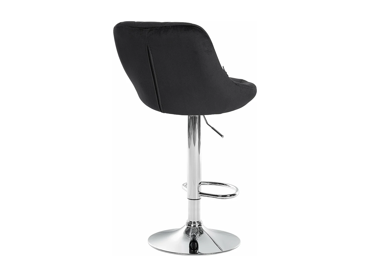 Tabouret de bar - Tissu & Chrome - Noir - Lazio