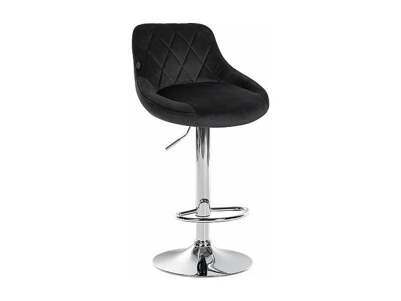 Tabouret de bar - Tissu & Chrome - Noir - Lazio