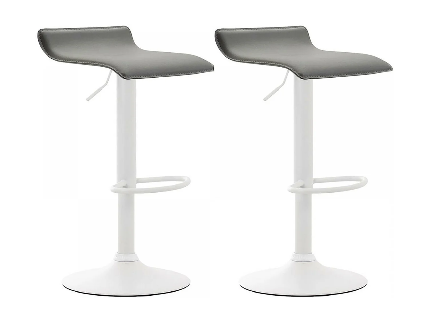 Lot de 2  Tabouret de bar - Similicuir & Métal - Gris - Dyn V2