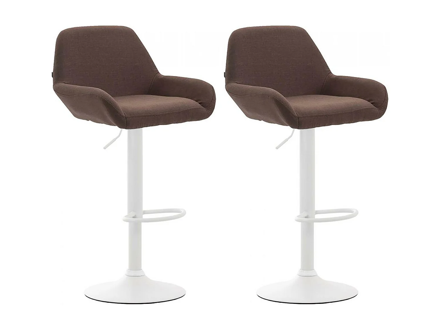 Lot de 2  Tabouret de bar - Tissu & Métal chromé - Marron - Braga